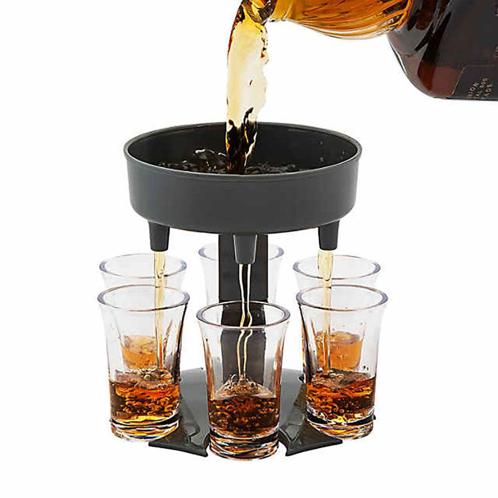 Shot Dispenser With 6 Plastic Shot Glasses