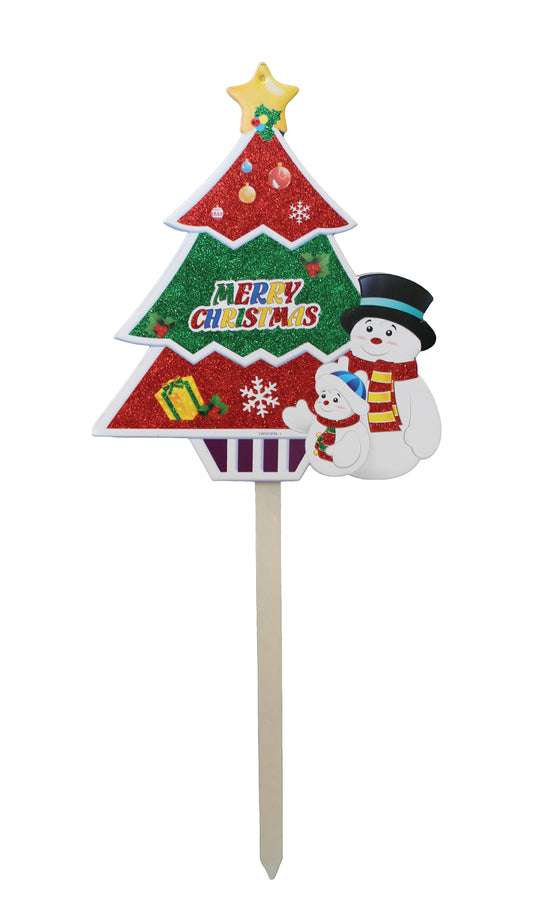 Snowman Merry Christmas - Garden Stick Decoration