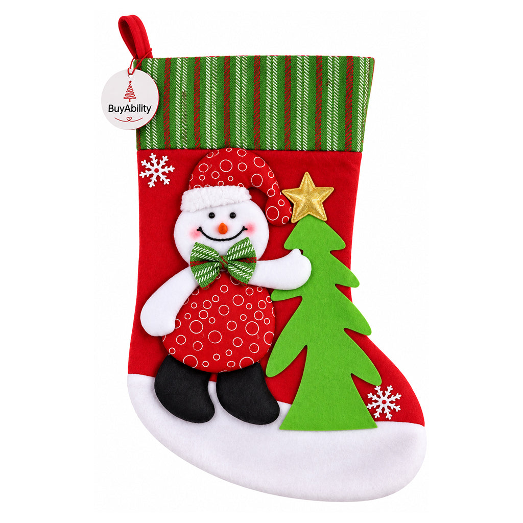 Christmas Stocking with Snowman & Christmas Tree