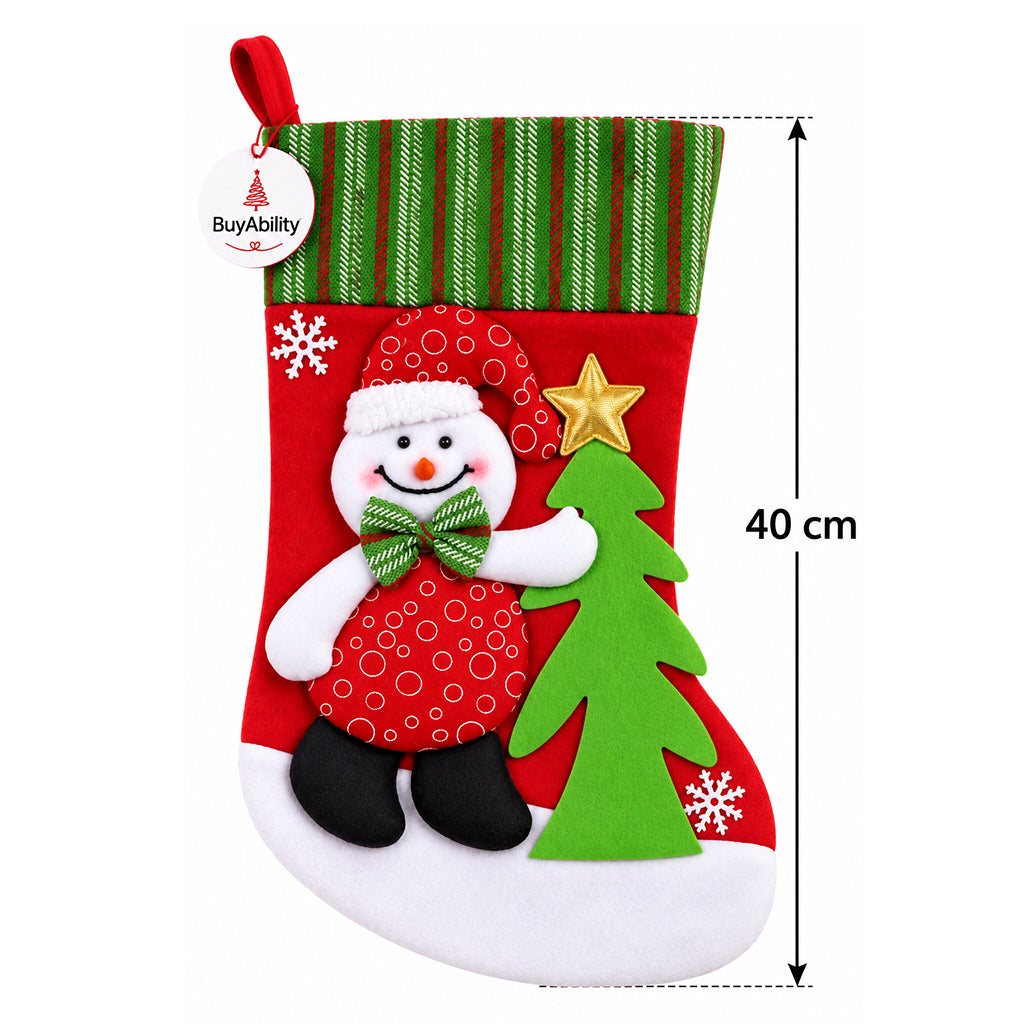 Christmas Stocking with Snowman & Christmas Tree