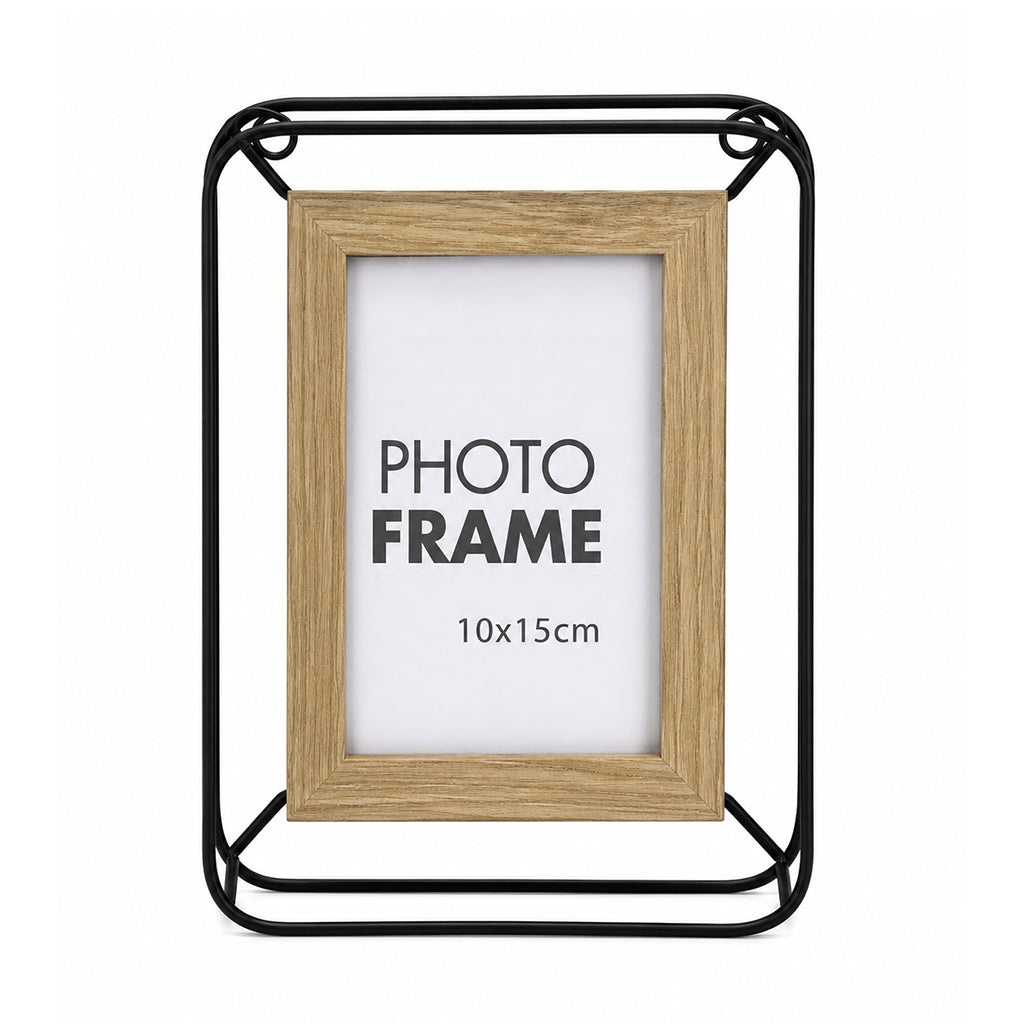 Modern Metal & Wood Floating Photo Frame - 10 x 15cm - BuyAbility