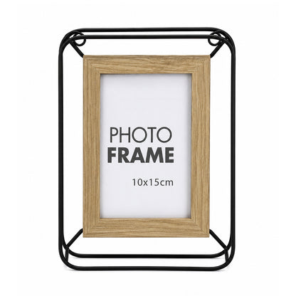 Modern Metal & Wood Floating Photo Frame - 10 x 15cm - BuyAbility