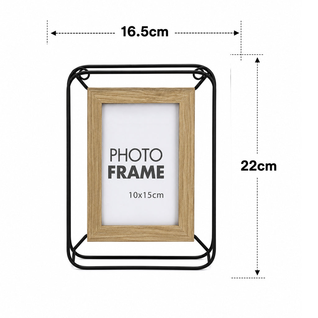Modern Metal & Wood Floating Photo Frame - 10 x 15cm - BuyAbility