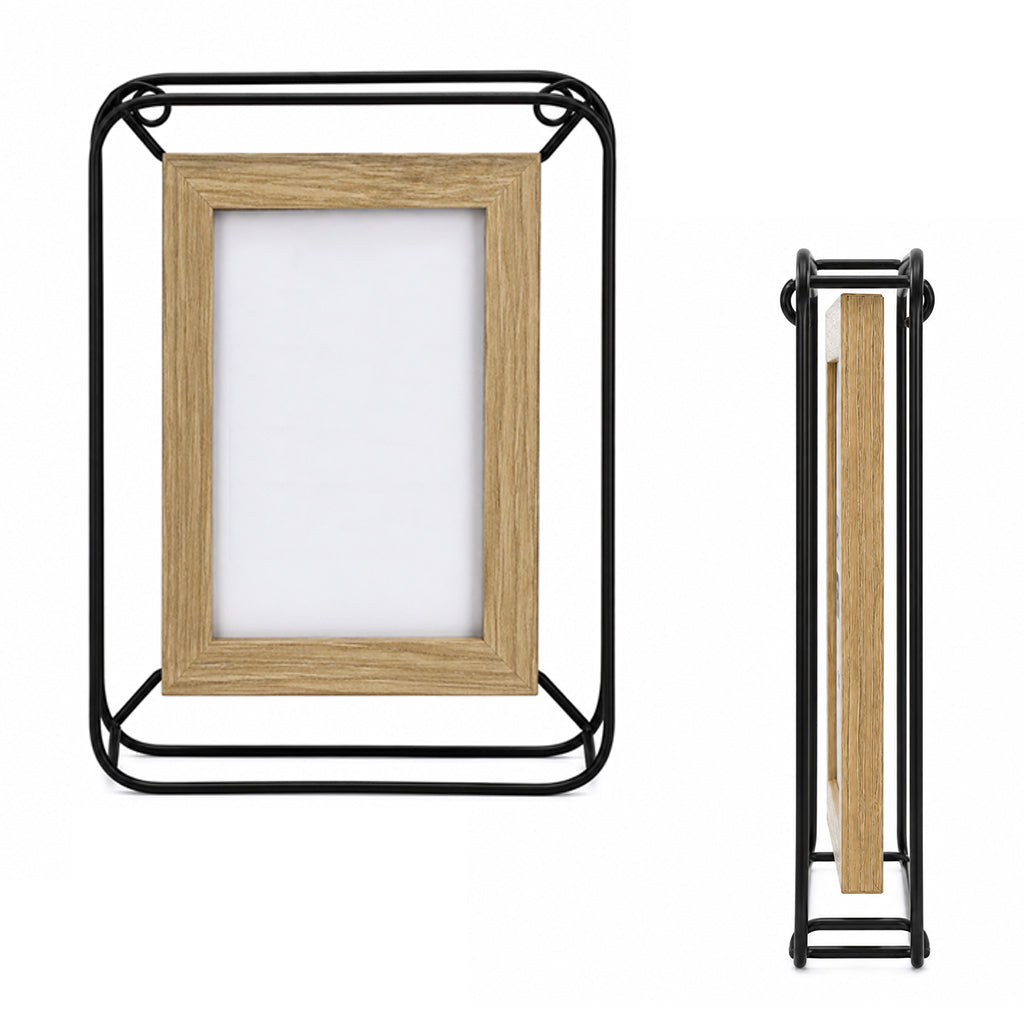 Modern Metal & Wood Floating Photo Frame - 10 x 15cm - BuyAbility