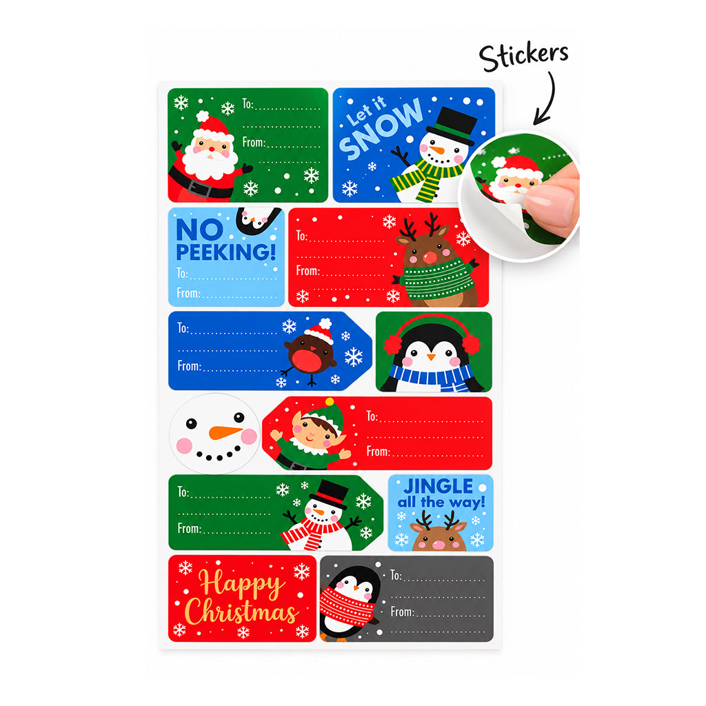 Christmas Gift Tag Stickers - 120 Piece
