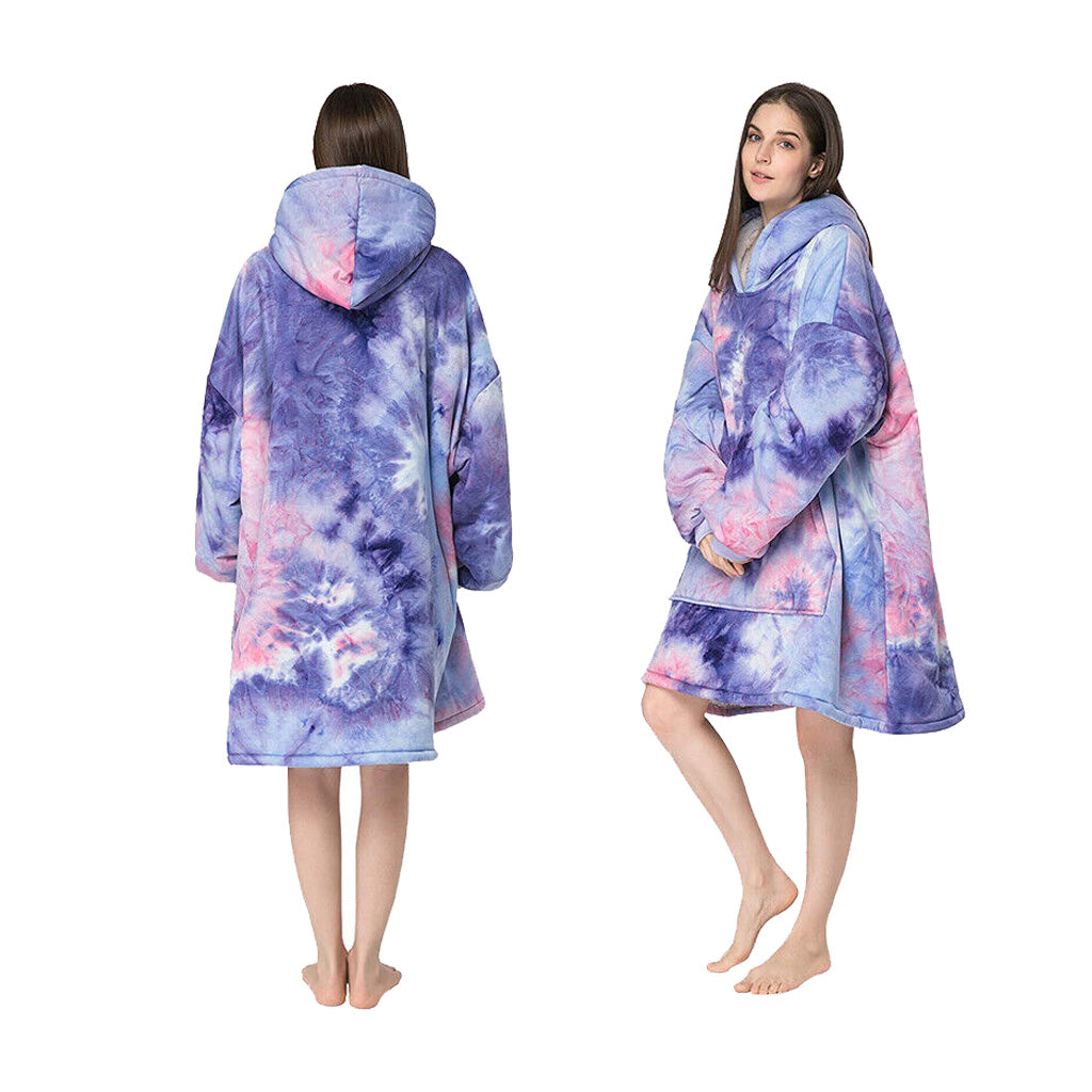 Over-sized Tie Dye Purple Fleece Hoodie - One Size