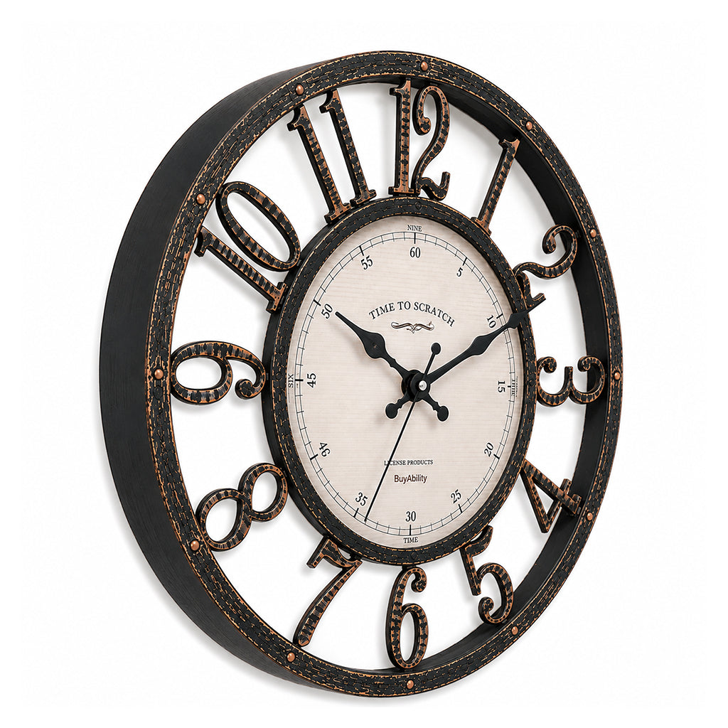 30cm Vintage Wall Clock - Antique Design - Brown