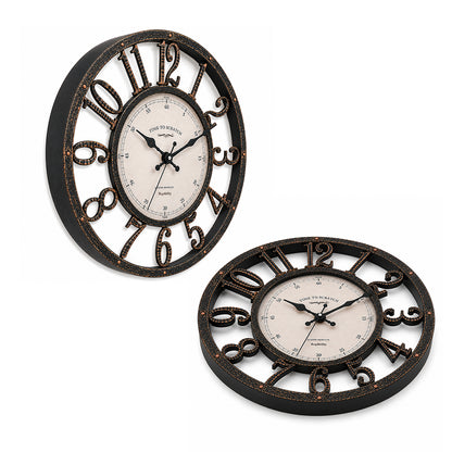 30cm Vintage Wall Clock - Antique Design - Brown