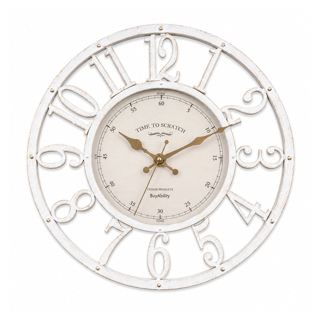 30cm Vintage Wall Clock - Antique Design - White