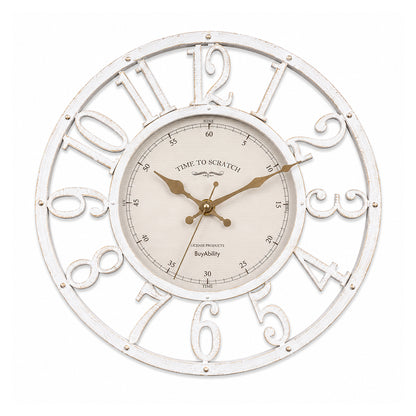 30cm Vintage Wall Clock - Antique Design - White