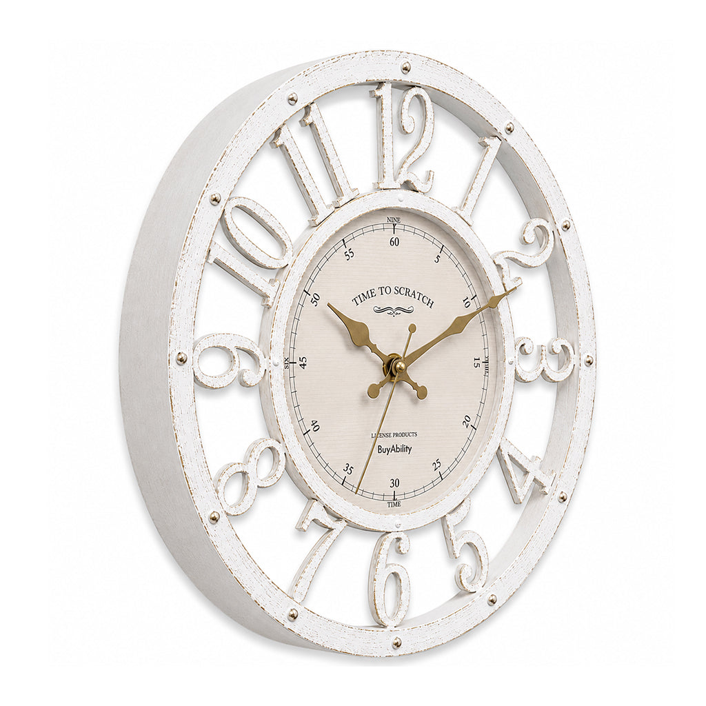 30cm Vintage Wall Clock - Antique Design - White