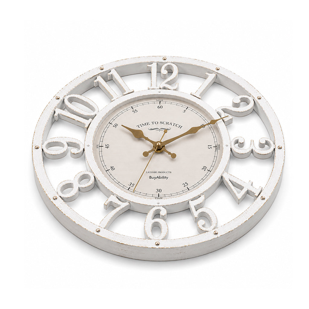 30cm Vintage Wall Clock - Antique Design - White