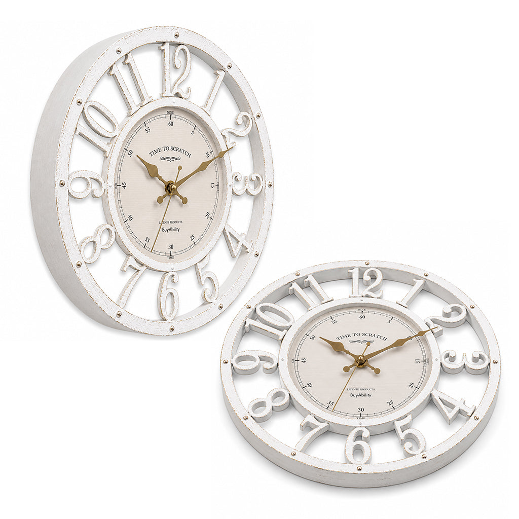 30cm Vintage Wall Clock - Antique Design - White