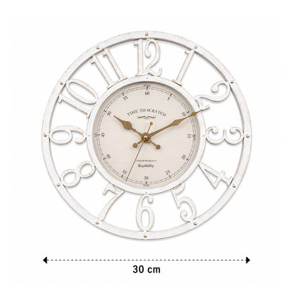 30cm Vintage Wall Clock - Antique Design - White
