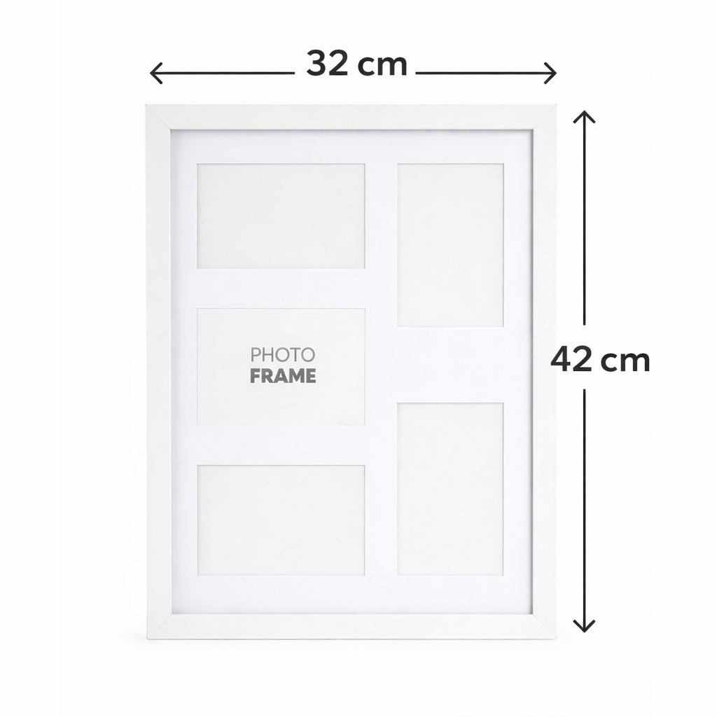 Large 5-Photo Collage Picture Frame - White - BuyAbility