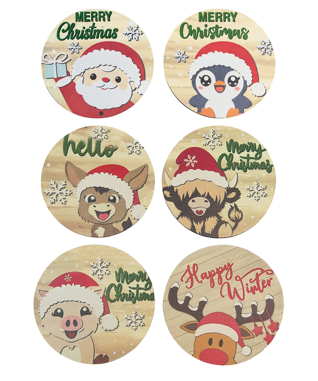 Christmas Wooden Coaster Set - 6-Piece