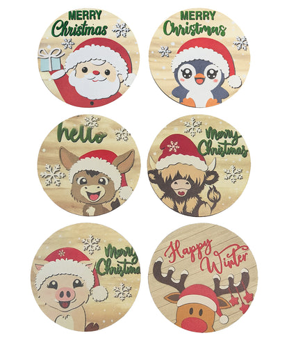 Christmas Wooden Coaster Set - 6-Piece