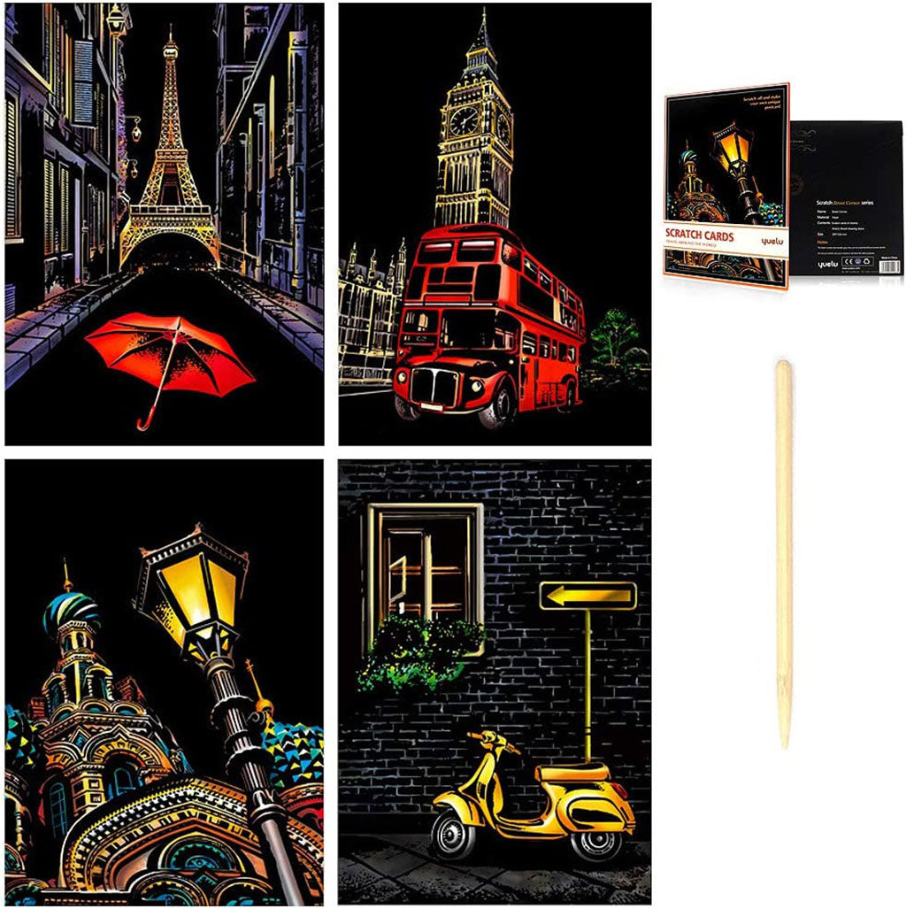 Set of 4 Scratch Cards - Travel Inspired