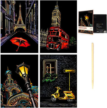 Set of 4 Scratch Cards - Travel Inspired