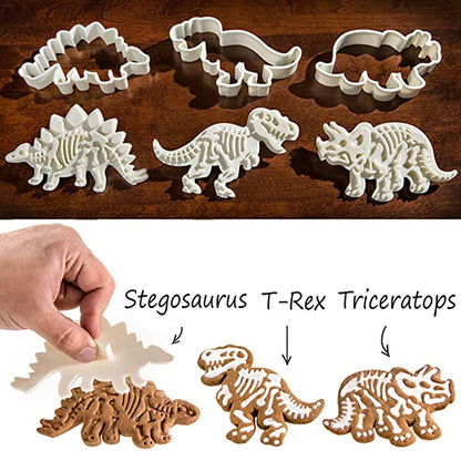 Set of 3 Dinosaur Cookie Cutters with Fossil Stampers