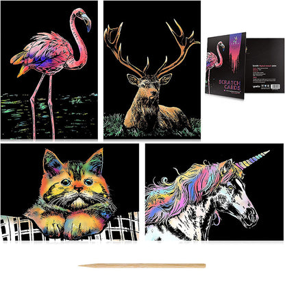 Set of 4 Scratch Cards - Magical Animals
