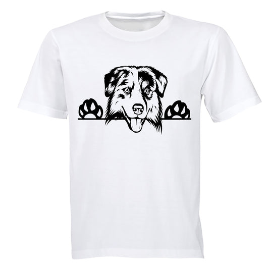 Australian Shepherd Peeking Dog - Kids T-Shirt - BuyAbility South Africa