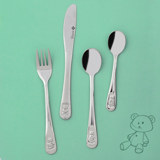 4Pc Baby Cutlery Set - Teddy Bear - BuyAbility South Africa