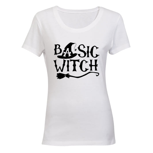 Basic Witch - Broom - Halloween - Ladies - T-Shirt - BuyAbility South Africa