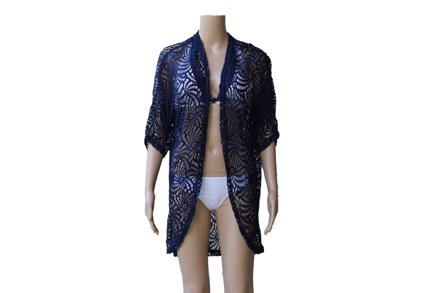 Medium Length Navy Blue Beach Throw Over - BuyAbility