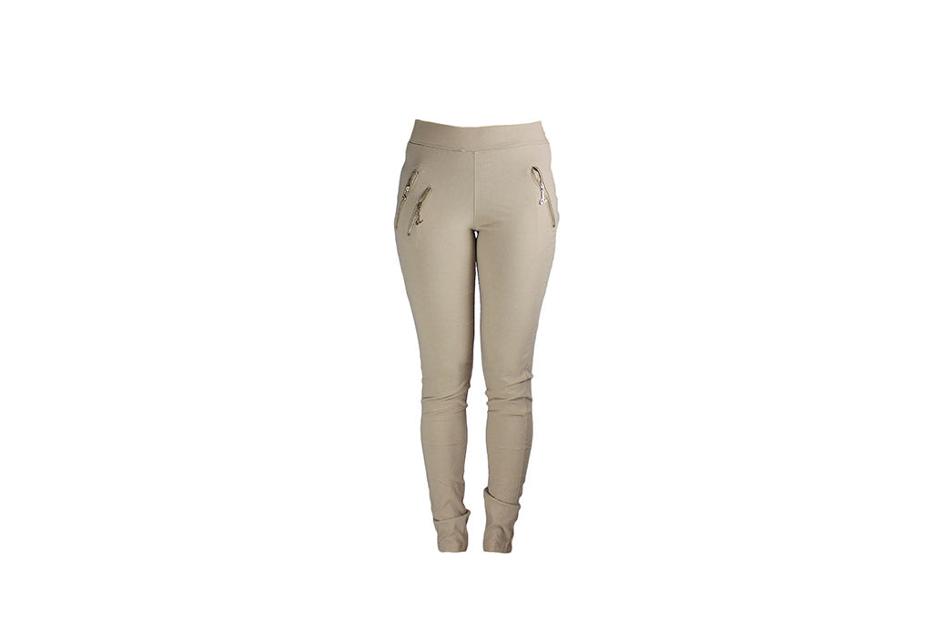 Ladies Long Beige Stretch Pants - BuyAbility