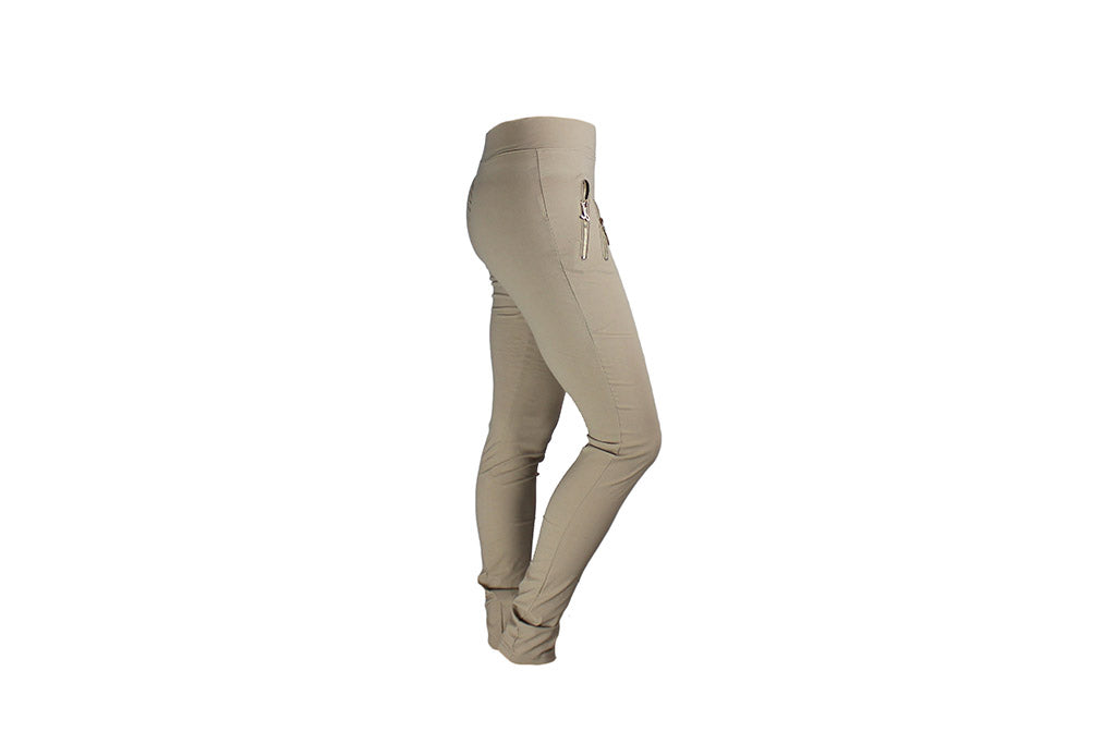 Ladies Long Beige Stretch Pants - BuyAbility