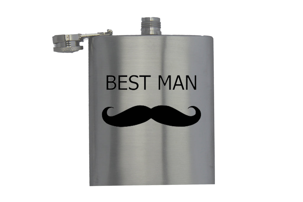 Best Man - Mustache- Hip Flask - BuyAbility South Africa