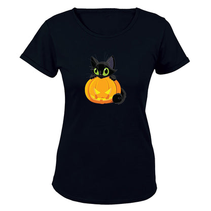 Black Cat - Halloween - Ladies - T-Shirt - BuyAbility South Africa
