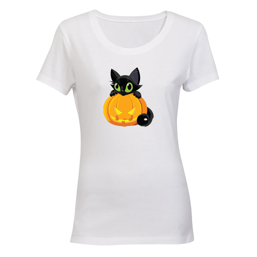 Black Cat - Halloween - Ladies - T-Shirt - BuyAbility South Africa