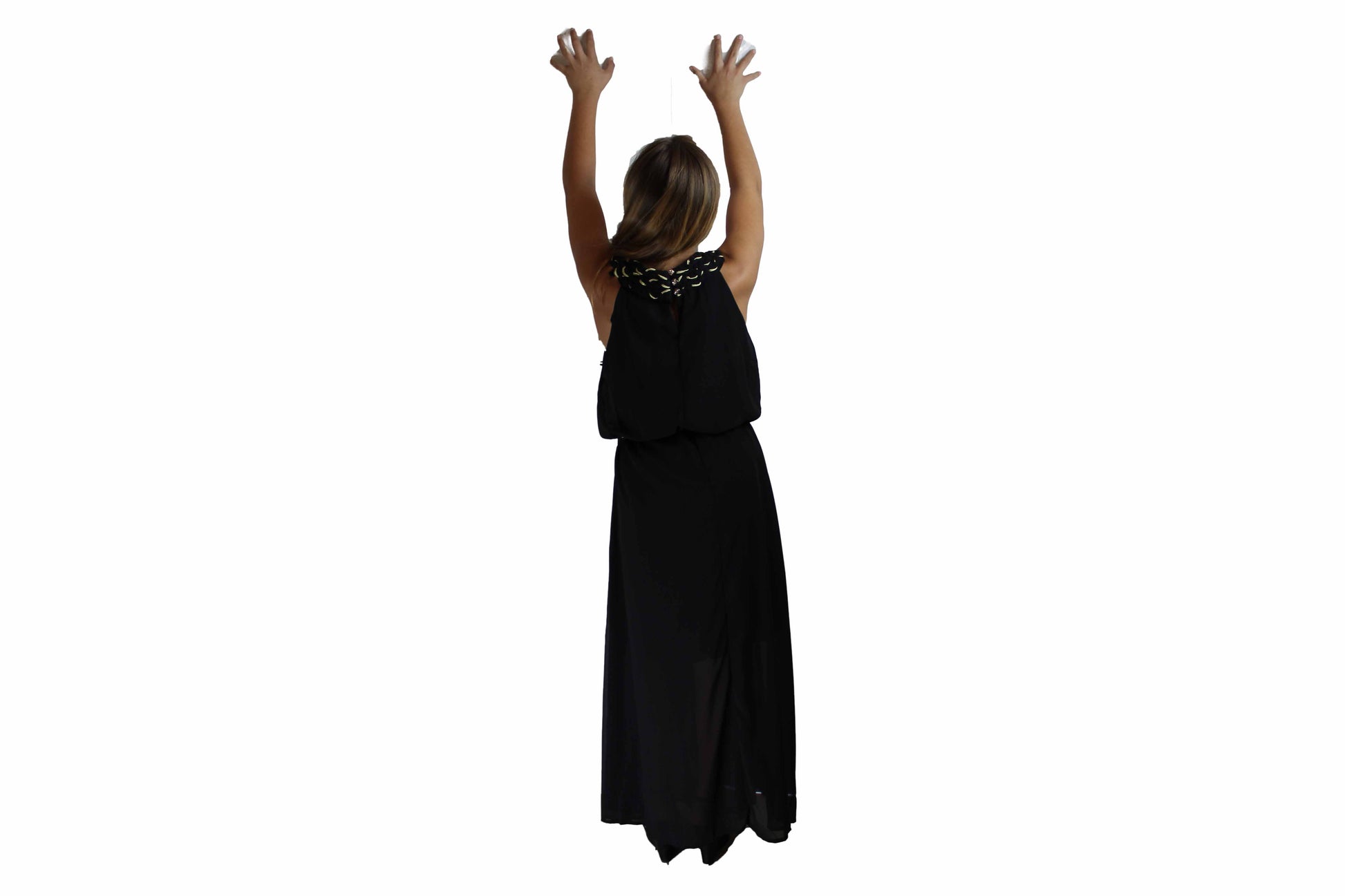 Long Black Dress with Rope Detail - BuyAbility