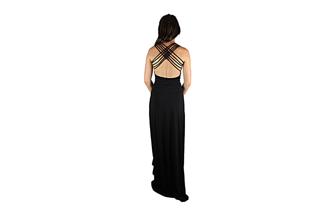 Long Black Evening Dress with Silver Sparkle - BuyAbility