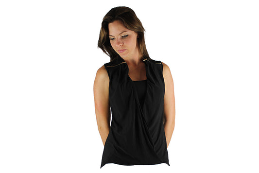Black Top with Shoulder Zips - BuyAbility