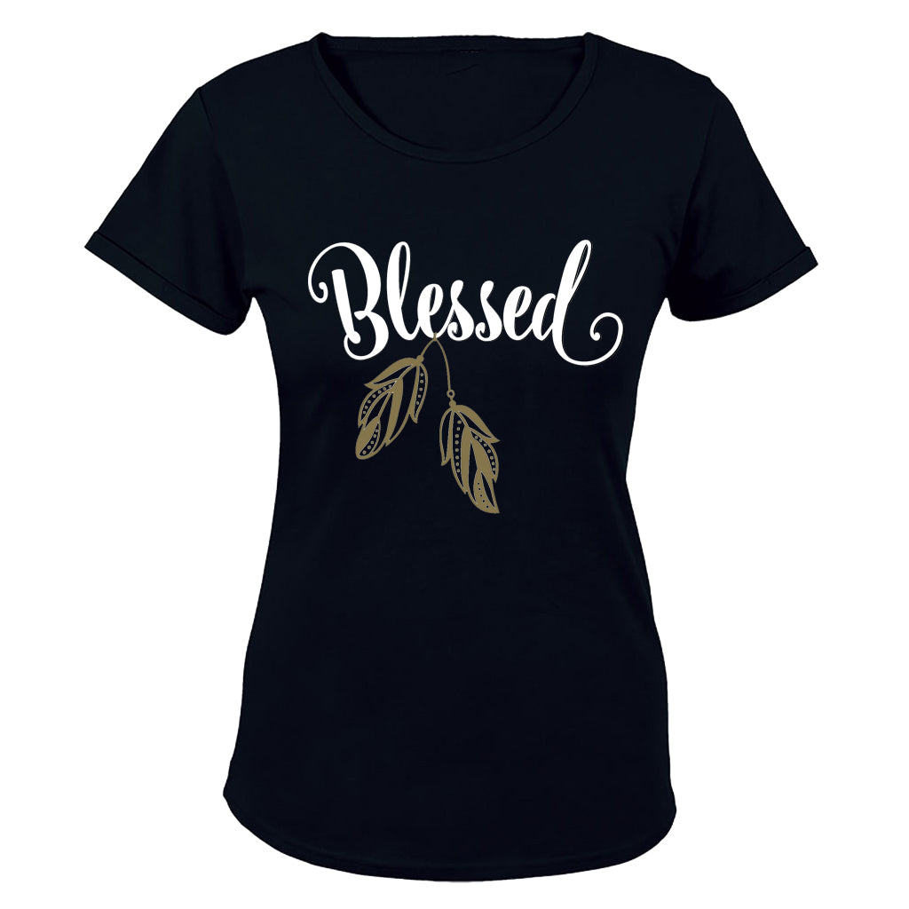 Blessed - Gold Feather - Ladies - T-Shirt - BuyAbility South Africa