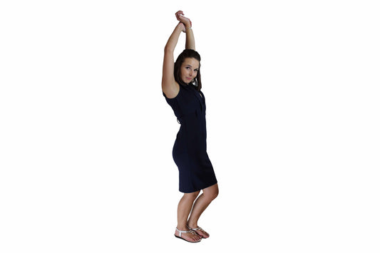 Navy Blue V-Neck Dress - BuyAbility