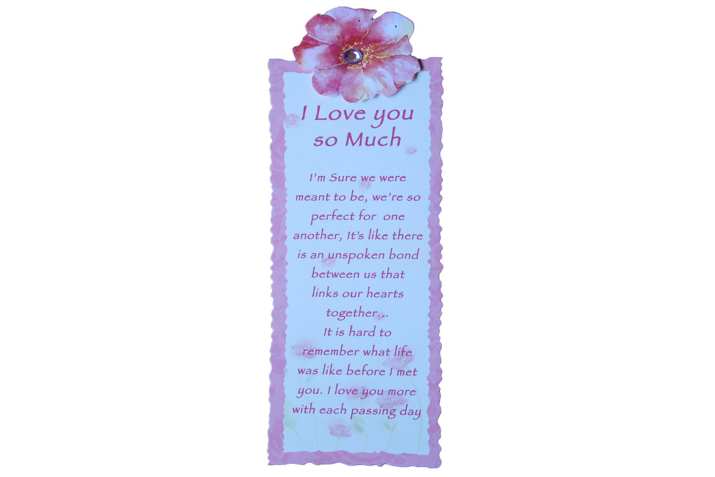 Pink Flower – Handmade Bookmark with ‘I Love you so much’ Script - BuyAbility