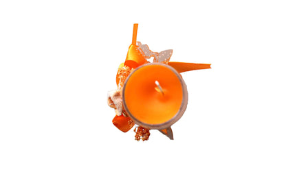 Champagne Scented Candle Glasses with Flower Ribbon – Orange, Floral Bouquet Aroma - BuyAbility