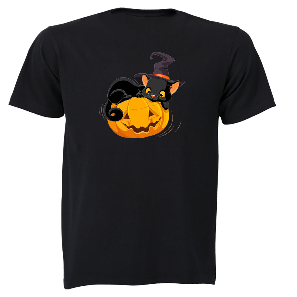 Cat on a Pumpkin - Halloween - Kids T-Shirt - BuyAbility South Africa