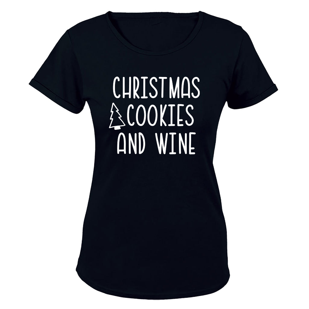 Christmas Cookies and Wine - Ladies - T-Shirt - BuyAbility South Africa