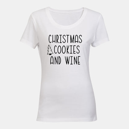 Christmas Cookies and Wine - Ladies - T-Shirt