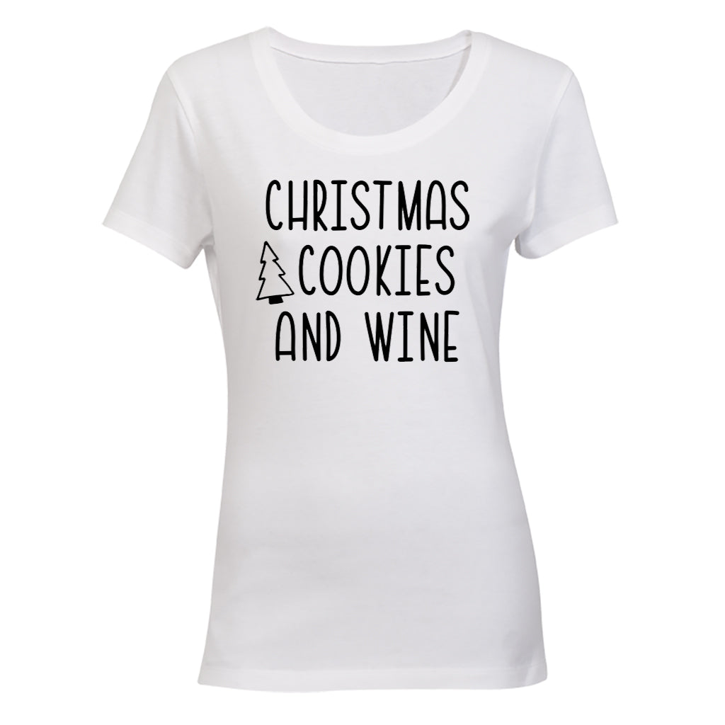 Christmas Cookies and Wine - Ladies - T-Shirt - BuyAbility South Africa
