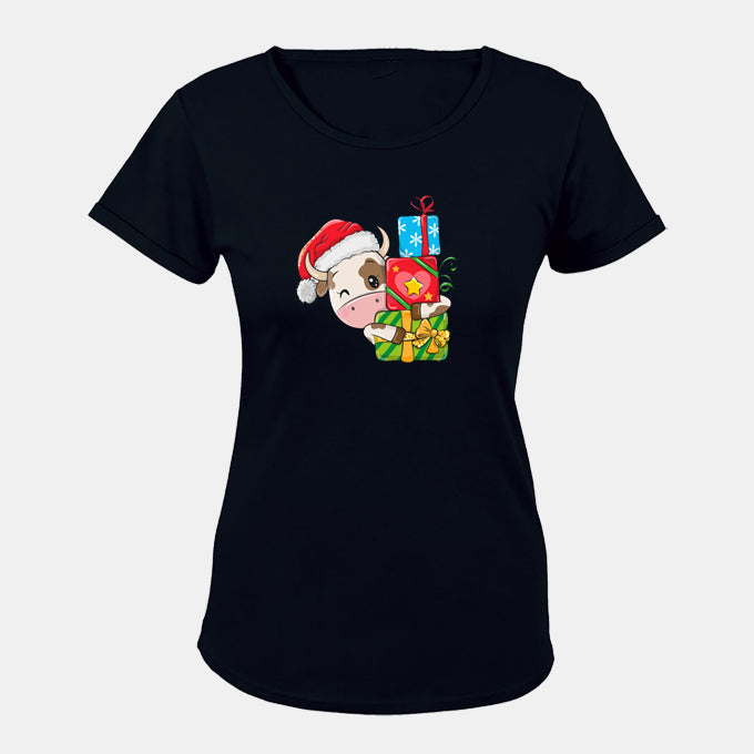 Christmas Cow - Ladies T-Shirt
