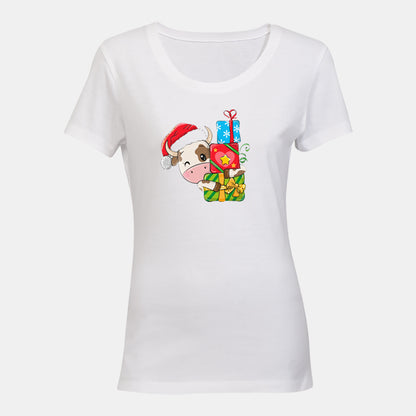 Christmas Cow - Ladies T-Shirt