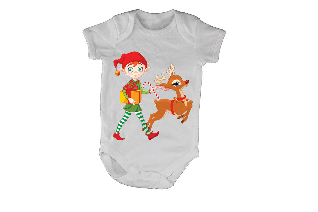 Christmas Elf & Reindeer - Train - Baby Grow - BuyAbility South Africa