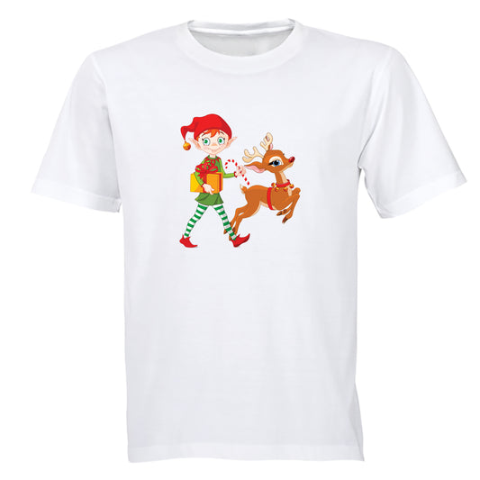 Christmas Elf & Reindeer - Kids T-Shirt - BuyAbility South Africa