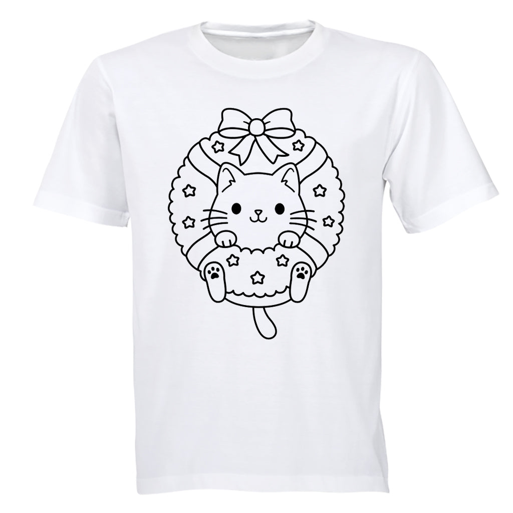 Christmas Kitten Wreath - Kids T-Shirt - BuyAbility South Africa